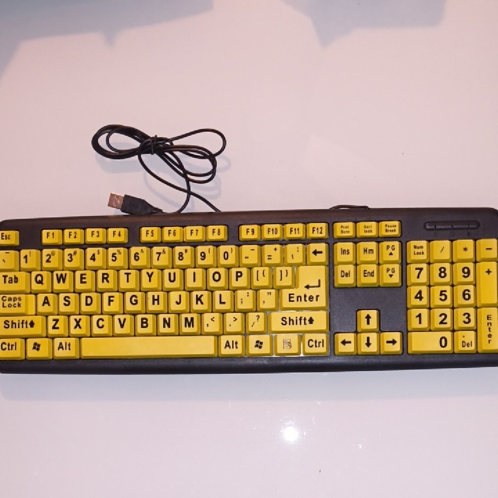Yellow and Black Large Print Keyboard